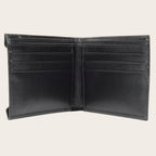Billetera Ancoa Negro de cuero de OLKI con múltiples compartimentos para tarjetas y billetes. Diseño minimalista y elegante.