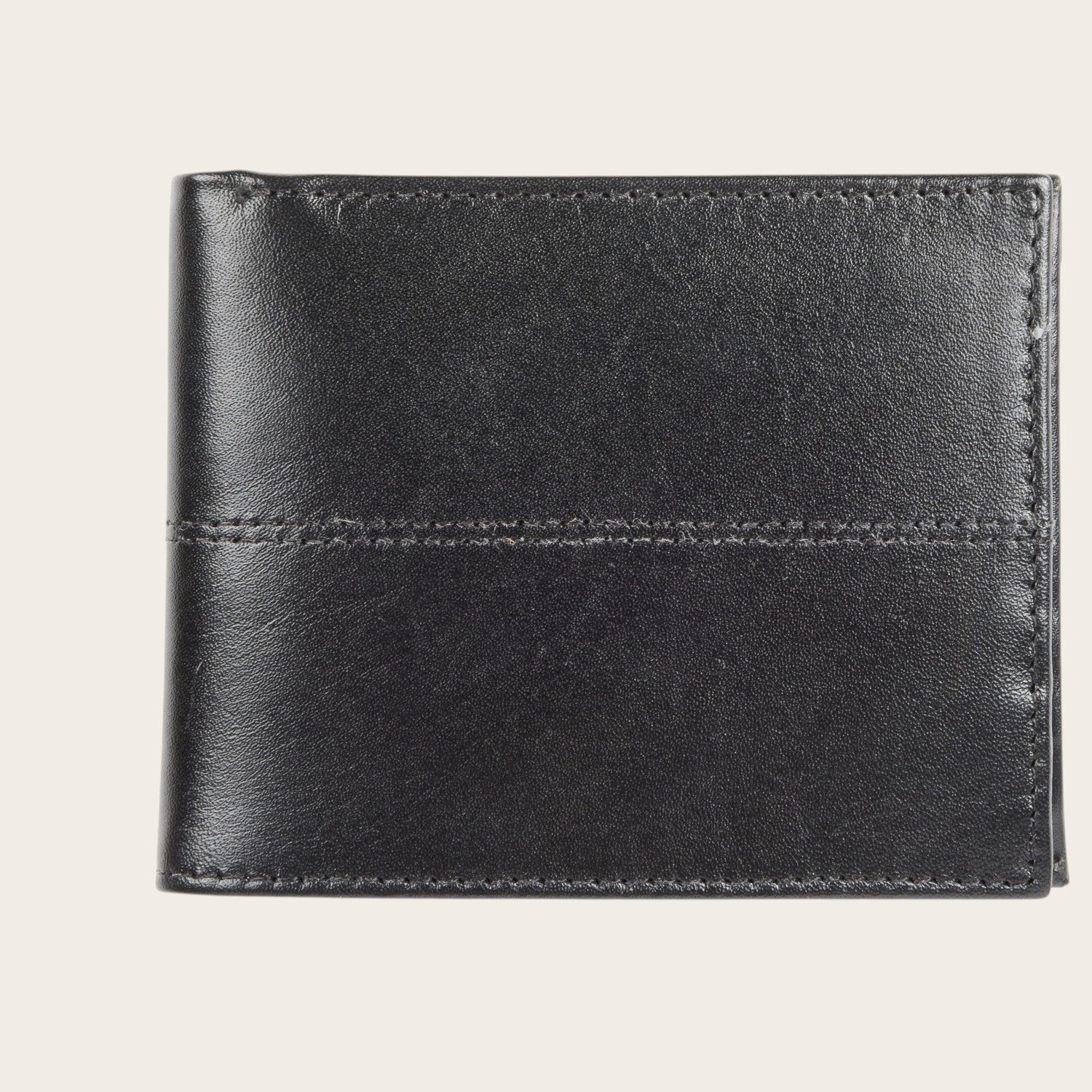 Billetera OLKI Ancoa Negro de cuero con costuras reforzadas y diseño minimalista.