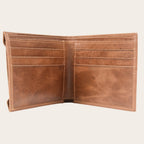 Billetera OLKI Ancoa Habano de cuero marrón con múltiples ranuras para tarjetas y compartimentos para billetes.