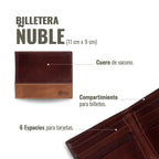 Billetera OLKI Ñuble Bicolor de cuero marrón y camel, con 6 espacios para tarjetas y compartimento para billetes.