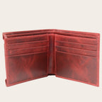 Billetera Ancoa Rojo de cuero de OLKI con múltiples ranuras para tarjetas, diseño compacto y elegante.