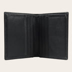 Billetera vertical OLKI Maule Negro de cuero con múltiples ranuras para tarjetas.