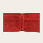 Billetera OLKI Ñuble Rojo de cuero con múltiples ranuras para tarjetas y compartimentos para efectivo. Diseño clásico y funcional.