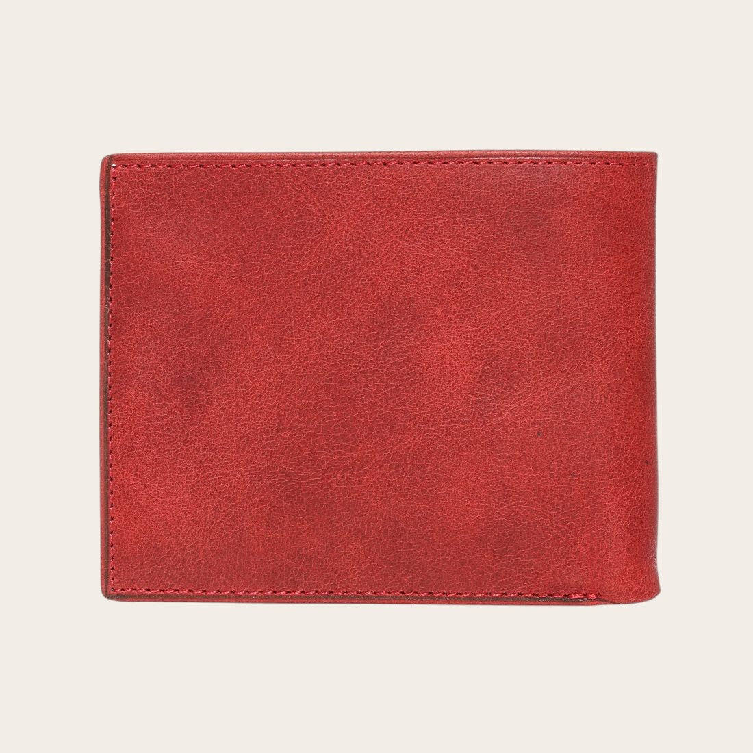 Billetera OLKI Ñuble Rojo de cuero con múltiples ranuras para tarjetas y efectivo. Diseño clásico y delgado.