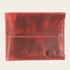 Billetera OLKI Ancoa Rojo de cuero con múltiples ranuras para tarjetas y logo grabado.