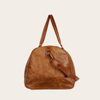 Bolso de viaje OLKI Futaleufu Carmel Combinado de cuero marrón con asas y correa de hombro.