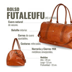 Bolso de viaje OLKI Futaleufu Curry Combinado de cuero natural de vacuno con correa ajustable y costuras reforzadas.