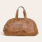 Bolso de viaje OLKI Baker en cuero genuino color café con asas y correa ajustable para escapadas de fin de semana
