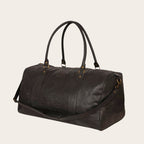 Bolso de viaje OLKI Futaleufu negro de cuero con asas superiores y correa de hombro ajustable. Ideal para escapadas de fin de semana.