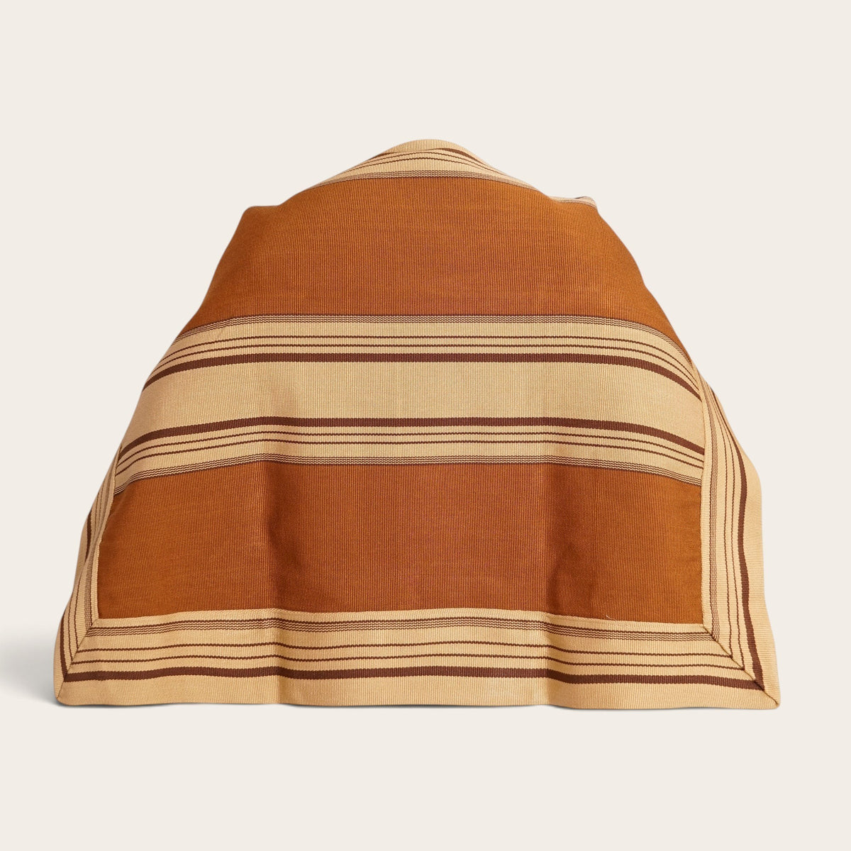 Collera Corralera OLKI de lana natural en tonos castaño y beige con diseño de rayas tejidas en telar