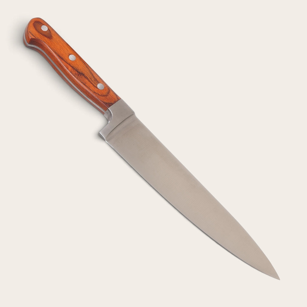 Cuchillo parrillero OLKI modelo Puelo con hoja de acero y mango de madera café, ideal para asados