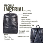 Mochila Imperial Azul de cuero de vacuno de OLKI, con compartimento acolchado para portátil y 15 litros de capacidad.