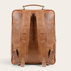Mochila Palena Habano de cuero natural marrón de OLKI, con compartimento para portátil y 20 litros de capacidad.