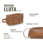 Neceser Lluta Habano de OLKI en cuero marrón con costuras reforzadas y herrajes envejecidos. Ideal para viajes.