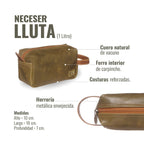 Neceser Lluta de cuero verde y caramelo de OLKI, con forro interior de carpincho y costuras reforzadas. Ideal para viaje.