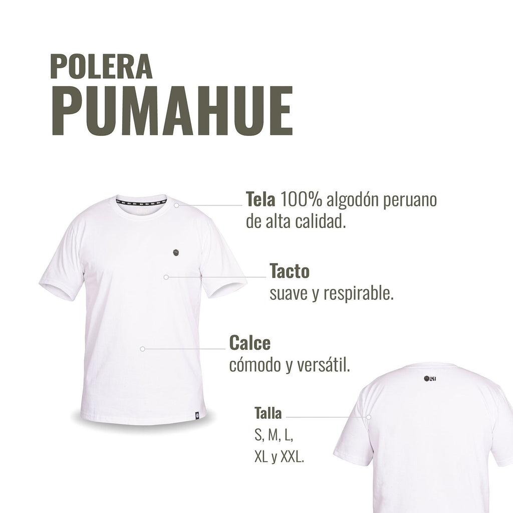 Polera blanca de manga corta OLKI 100% algodón peruano premium, tacto suave y calce cómodo.