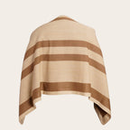 Manta de lana premium OLKI beige con rayas marrones, tejida a mano, ideal para climas fríos.