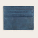 Tarjetero Rapel Azul de piel de OLKI con múltiples ranuras para tarjetas, diseño minimalista y elegante.