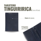 Tarjetero Tinguiririca Azul de piel de vacuno de OLKI con 6 espacios para tarjetas. Diseño compacto y elegante.